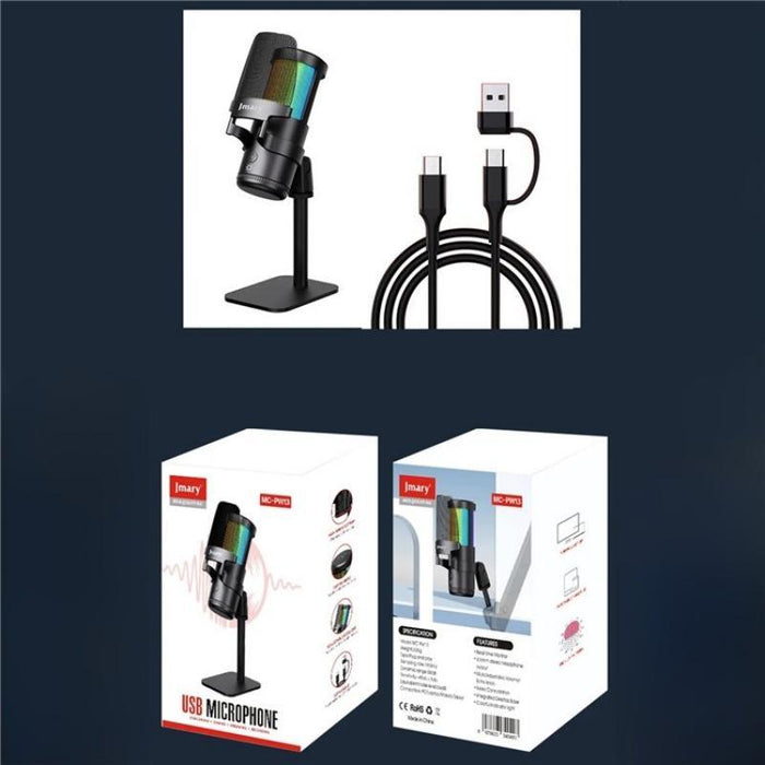 360° Rotating Rgb Light Desktop Microphone