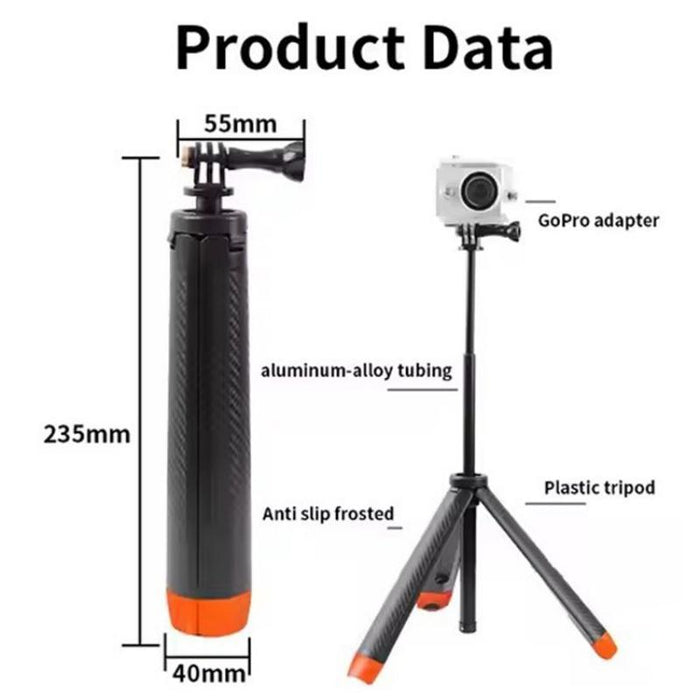 Underwater Floating Selfie Stick Anti-Shake Tripod Snorkeling Pole For Gopro Action Camera