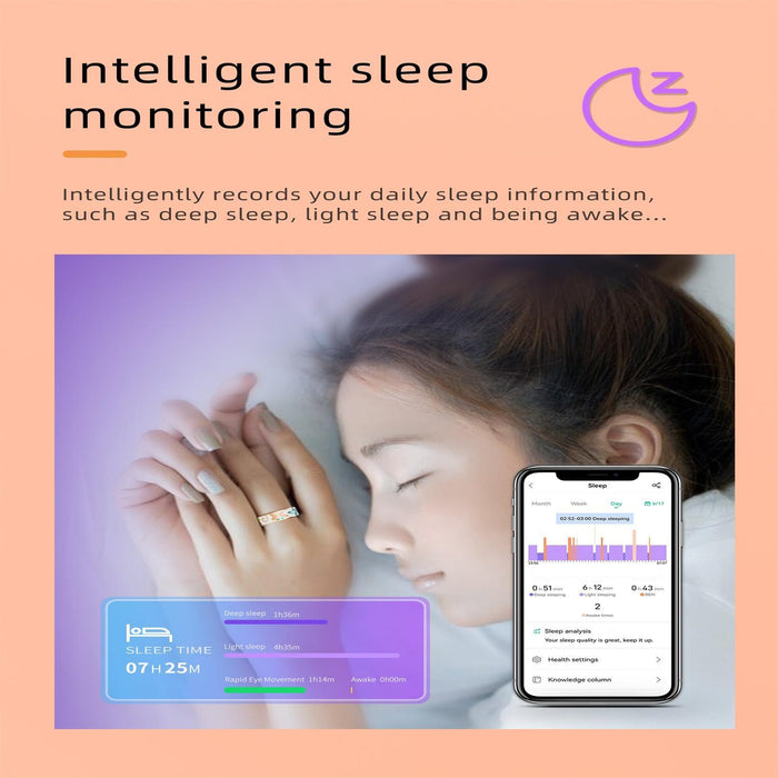 Smart Ring Size 13 Heart Rate Blood Oxygen Sleep Family Care Rose Gold