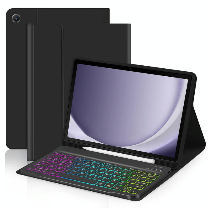 For Samsung Galaxy Tab A9+ Magnetic Gradient Keyboard Silicone Full Cover Leather Case