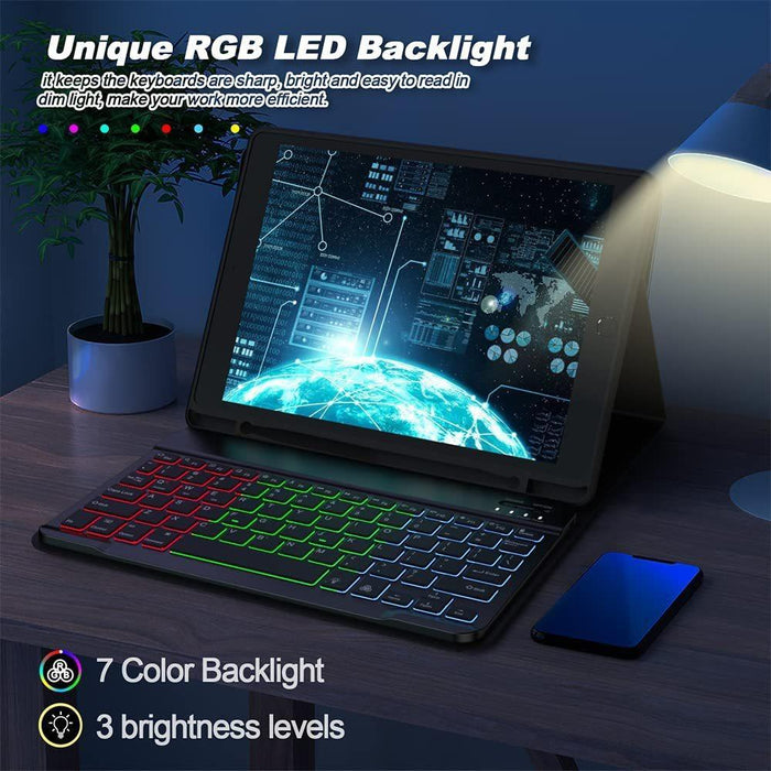 For Samsung Galaxy Tab A9+ Magnetic Gradient Keyboard Silicone Full Cover Leather Case