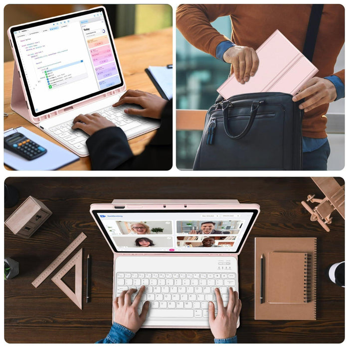 For Samsung Galaxy Tab A9+ Magnetic Gradient Keyboard Silicone Full Cover Leather Case