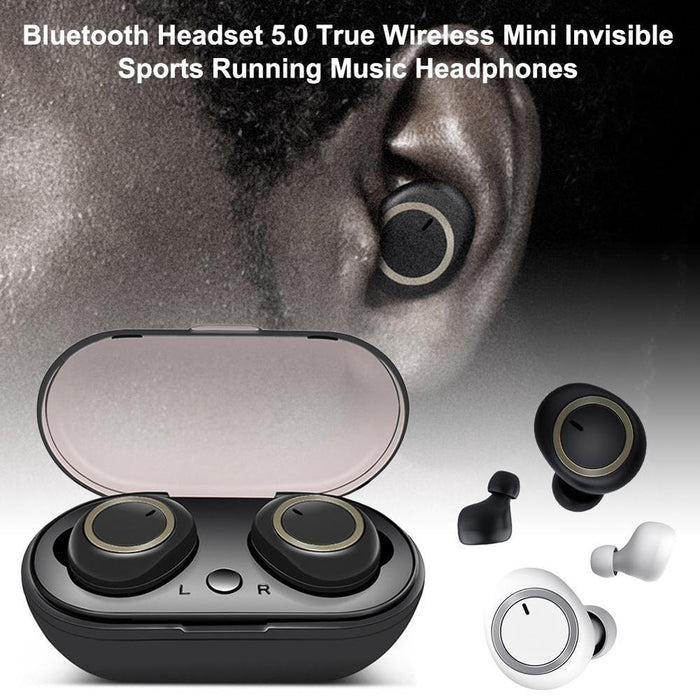 Tws-A1 Tws Bluetooth 5.0 Mini Invisible Sports Music Earphone With Charging Box & Microphone