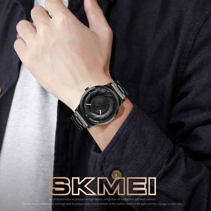9210 Fashion Trend Men Business Simple Three-Dimenional Surface Waterproof Gold Quartz Watch