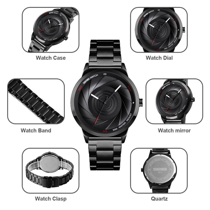 9210 Fashion Trend Men Business Simple Three-Dimenional Surface Waterproof Gold Quartz Watch