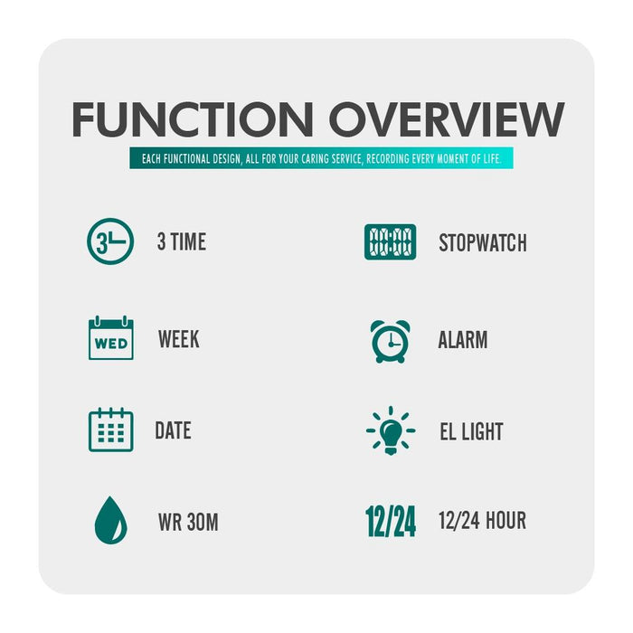 1538 Multi-Function Time Large Dial Steel Belt Men Casual Sports Electronic Watch