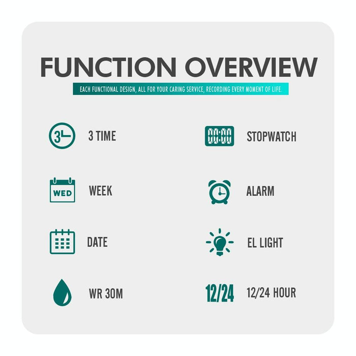 1538 Multi-Function Time Large Dial Steel Belt Men Casual Sports Electronic Watch