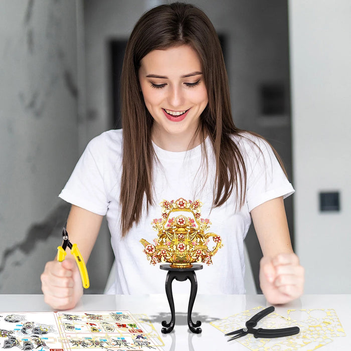 185 Piece Diy 3D Metal Tea Pot Puzzle Set