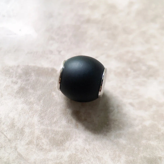 925 Sterling Silver 4.5Mm Obsidian Beads Fits European Charm Bracelets