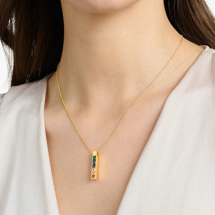 925 Sterling Silver Boho Colourful Stone Necklace Chain For Women