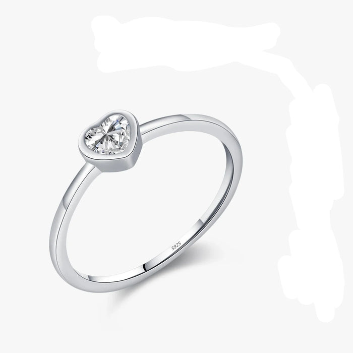 925 Sterling Silver Heart Cut Moissanite Wedding Ring For Women