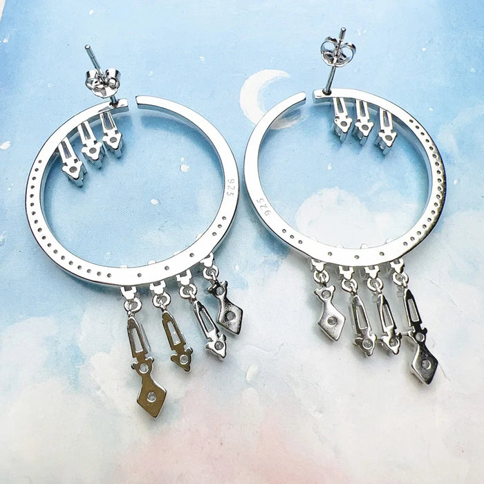 925 Sterling Silver Sun Hoop Earrings For Women & Glamorous