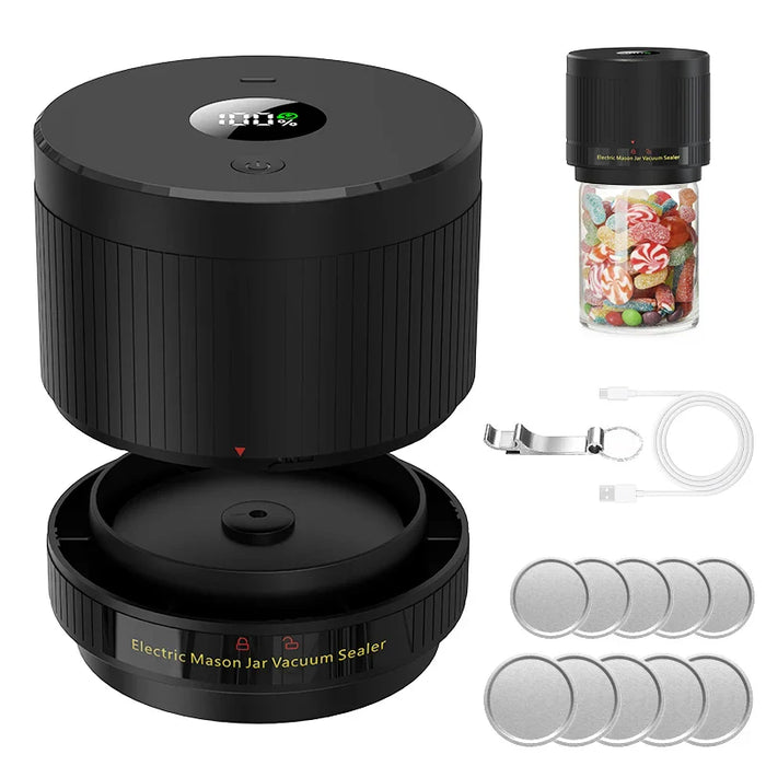 Lcd Mason Jar Vacuum Sealer Kit For Wide & Regular Mouth Jars