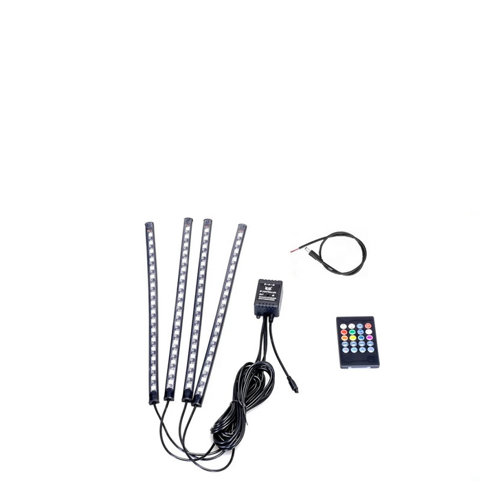 12V Rgb Led Motorcycle Car Atmosphere Foot Light Remote Control Waterproof Sound Control