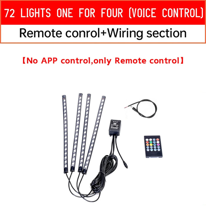 12V Led Motorcycle Atmosphere Foot Light Remote Control Waterproof