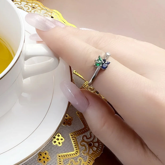 925 Sterling Silver Blueberry Ring Europe Style Fine Jewelry For Women