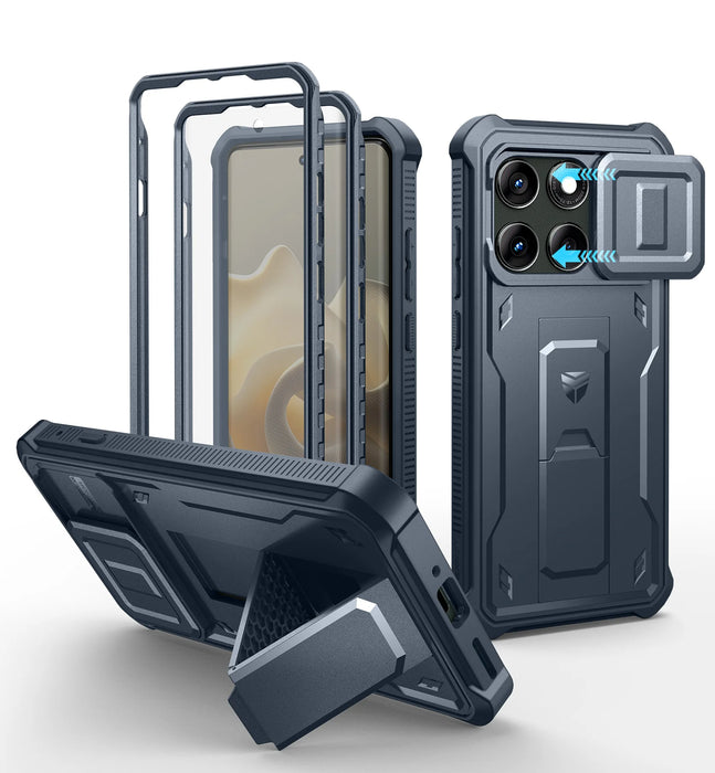 For Motorola Moto Edge 2025 Kickstand Heavy Duty Protection Shockproof Phone Case With Built-In Magnetic Slide Camera Case