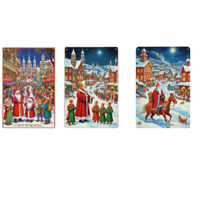 Seasonal Tin Wall Art Festive Hanging Decor