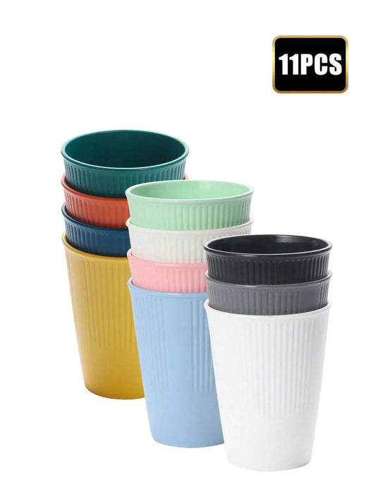 4 / 11 Piece Reusable Plastic Cups Multi Colour Perfect For Camping & Picnics Dishwasher Safe
