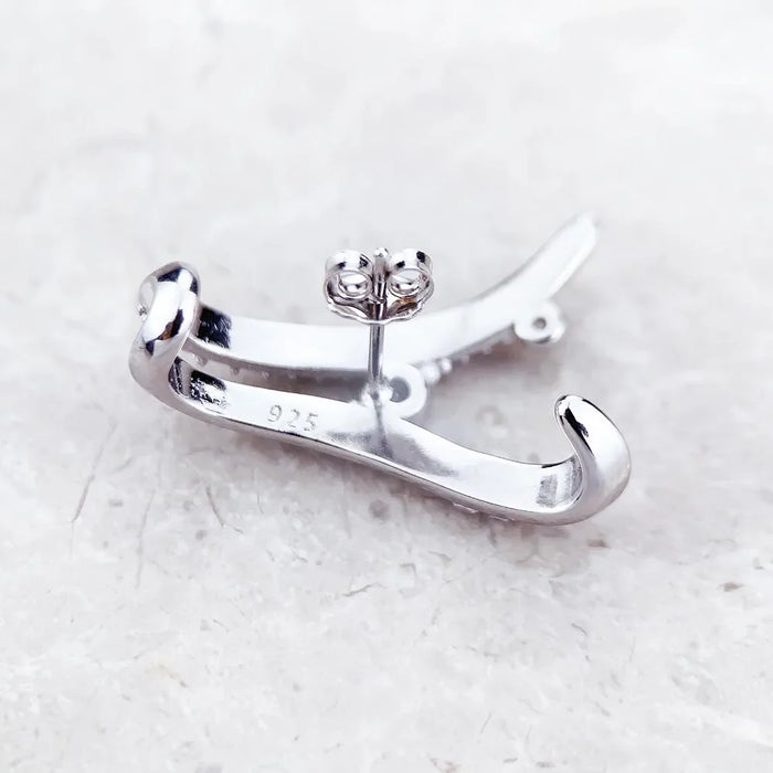 925 Sterling Silver 3D Wave Ear Studs With Stones