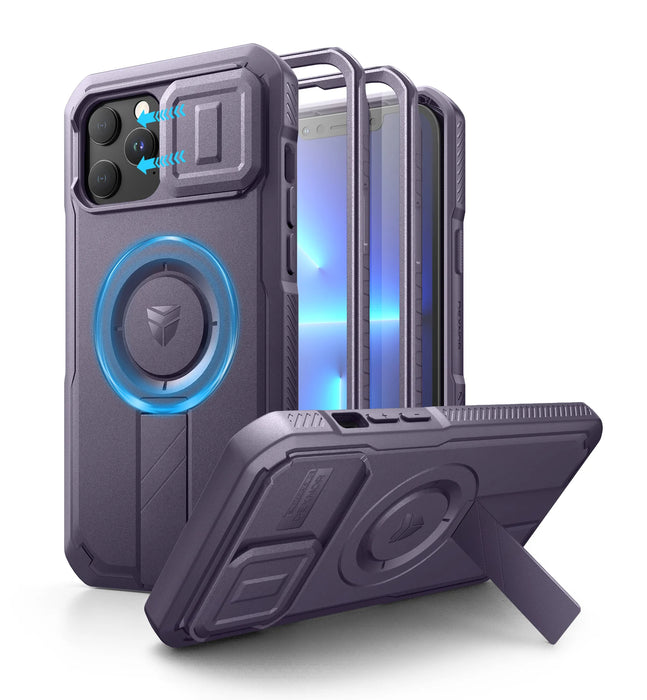 For Iphone 13 / 12 Pro Max Compatible Magsafe Case With Slide Camera Case Adjustable Kickstand Built-In Screen Protector