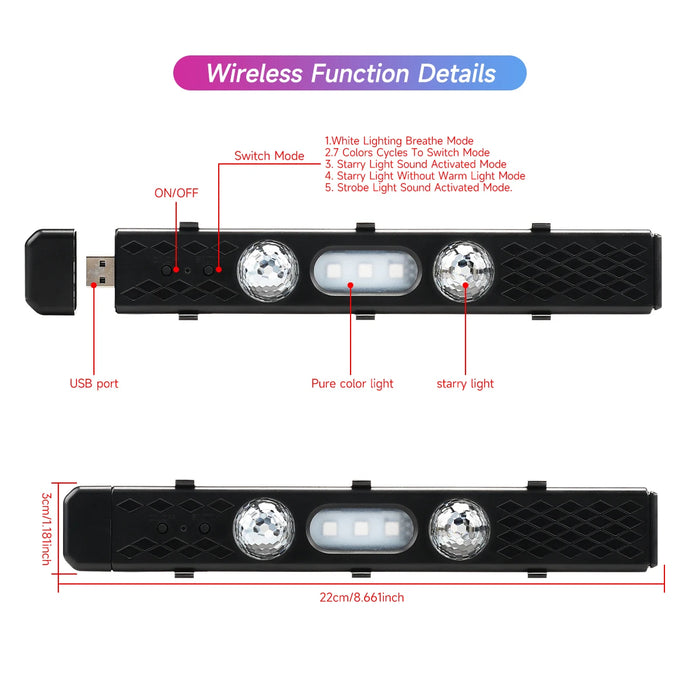 Wireless Rgb Car Interior Starry Light Music Sync Control