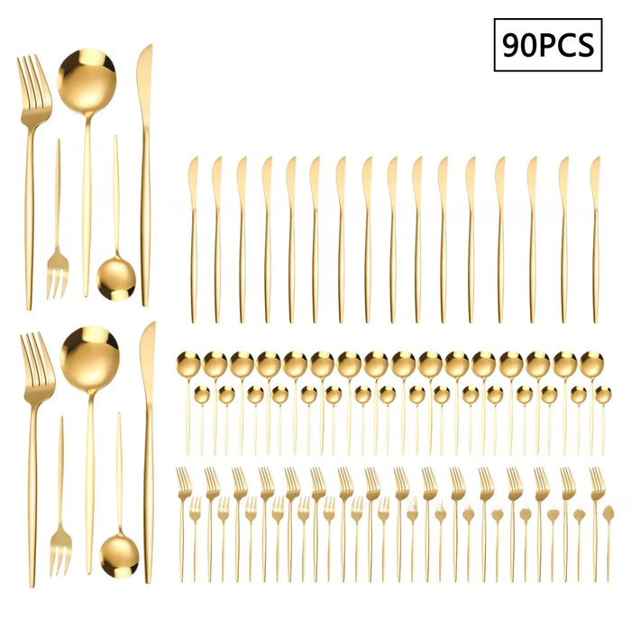 5 / 30 / 90 Piece Portuguese Style Stainless Steel Cutlery Set For Family & Hotel Use