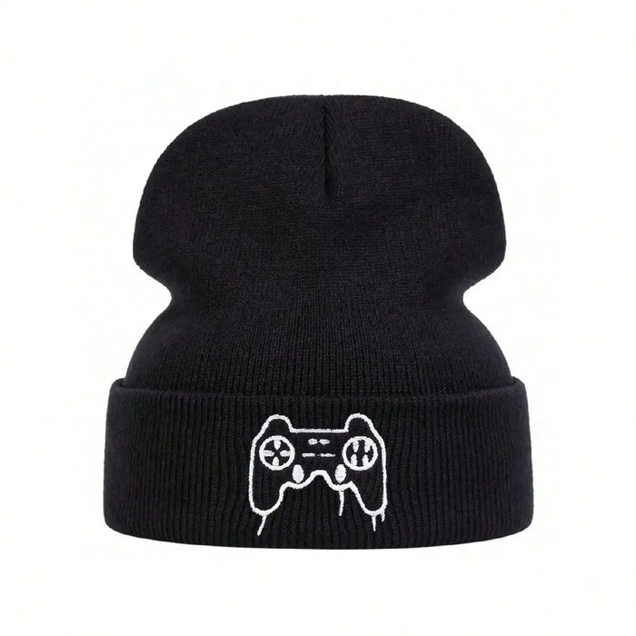 Unisex Game Console Controller Embroidery Beanie Warm Knit Hat For Autumn / Winter Hip Hop Cap For Women / Men