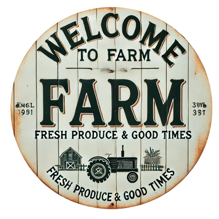 Rustic Wooden Welcome Sign 7.87 Inch Round Door Decor For Home & Office