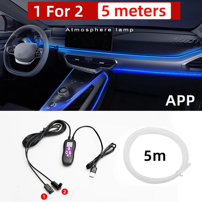 64-Colour Usb Car Interior Lights Sound Control Rgb Ambient Lamp