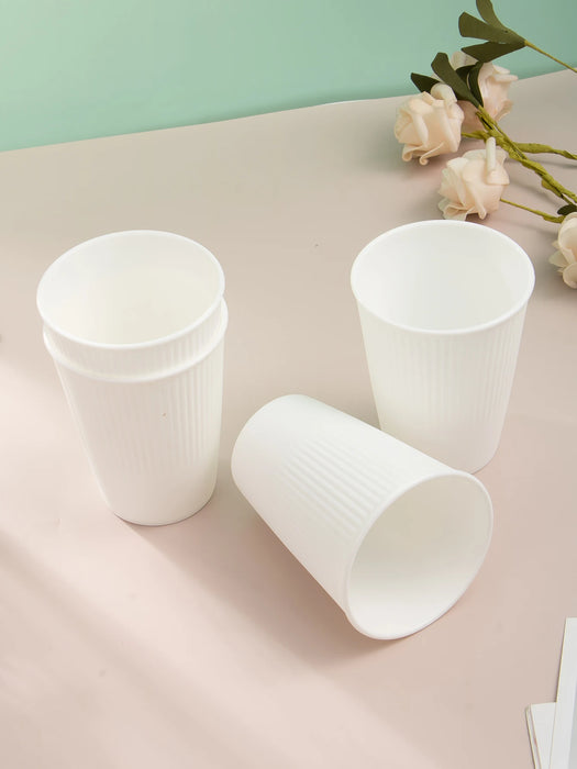 2 / 4 / 6 Piece Reusable White Plastic Cups Perfect For Home Kitchen Picnic Camping