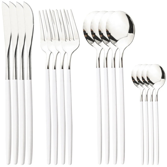 16 Piece Stainless Steel Cutlery Set With Gold Finish