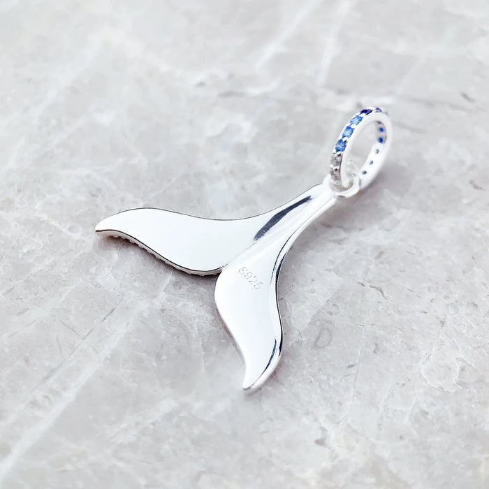 925 Sterling Silver Blue Tail Fin Pendant Cheerful Accessory For Women