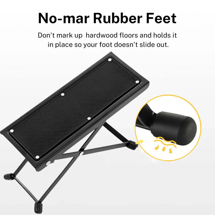 Adjustable Guitar Footrest Pedal Non Slip Rubber Pad 4 / 6 Position Height Foldable Accessories