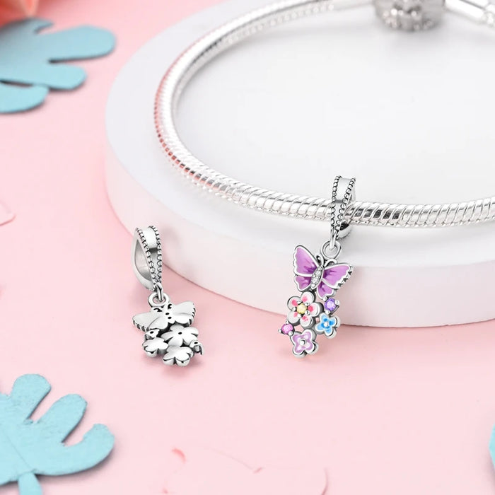 925 Sterling Silver Butterfly Pendant Fits Bracelet Diy Gift For Women