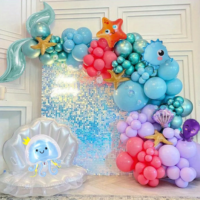 125Pcs Marine Animal Themed Garland Arch Kit Birthday Party Balloon Decoration Anniversary Indoor And Outdoor Scene Decoration