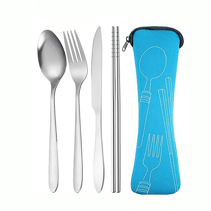 4 Piece Stainless Steel Cutlery Set For School Travel Camping Work