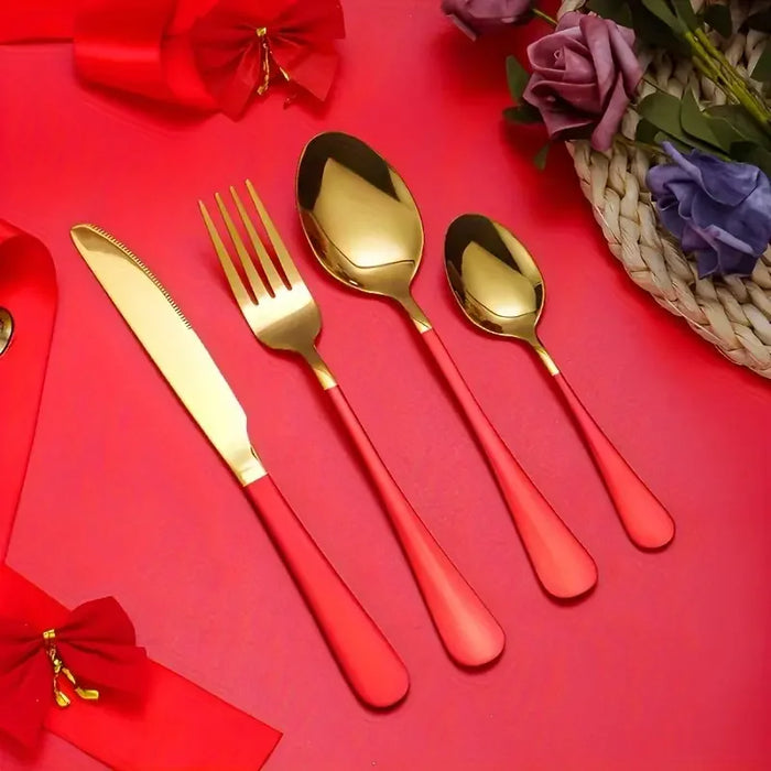 30 Piece Stainless Steel Christmas Tableware Set