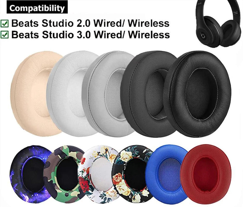 Pair of Replacement Ear Pads For Studio Headphones Protein Leather Memory Foam