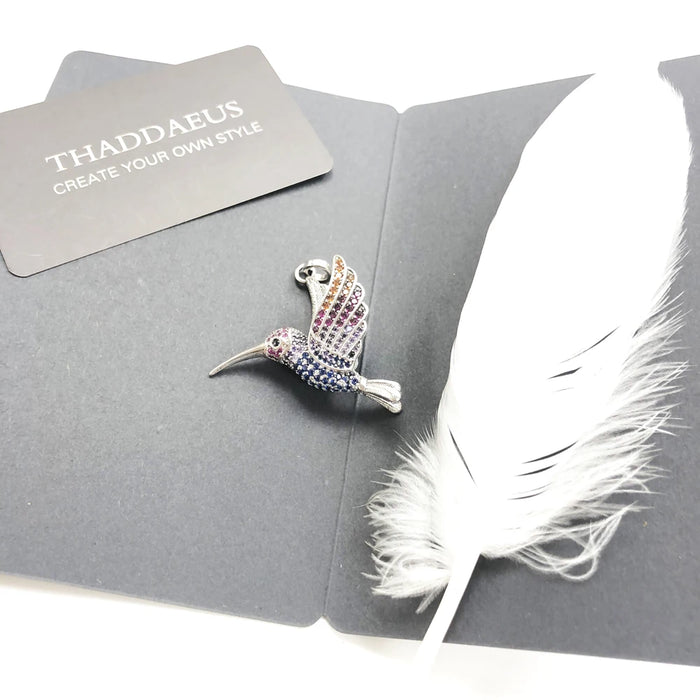 925 Sterling Silver Colourful Hummingbird Pendant Fashion Jewelry For Women