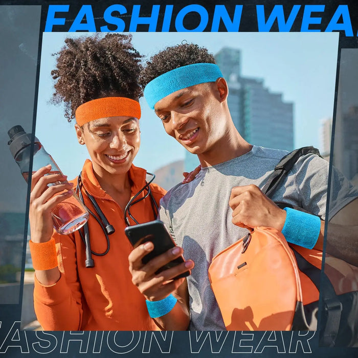 3 Piece Athletic Sweatbands Moisture Wicking Terry Cloth Headbands For Sports