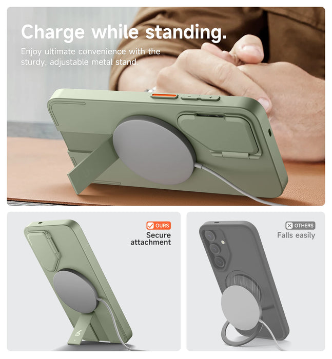 For Samsung Galaxy S25+ Plus Phone 6.7Inch Magnetic Shockproof Protective Case With Camera Protector Adjustable Metal Kickstand