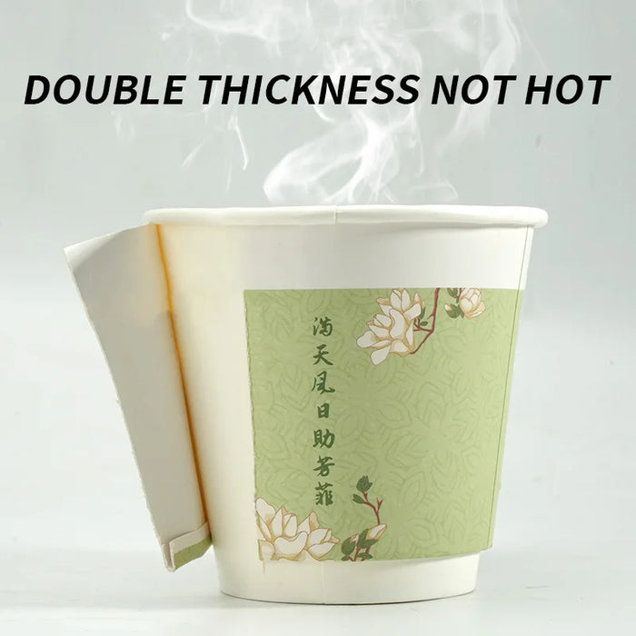 16 / 32 Piece Insulated Floral Paper Cups With Lids 8 / 12Oz