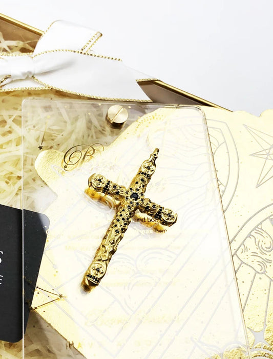 925 Sterling Silver Black Stone Cross Pendant Jewelry For Men & Women