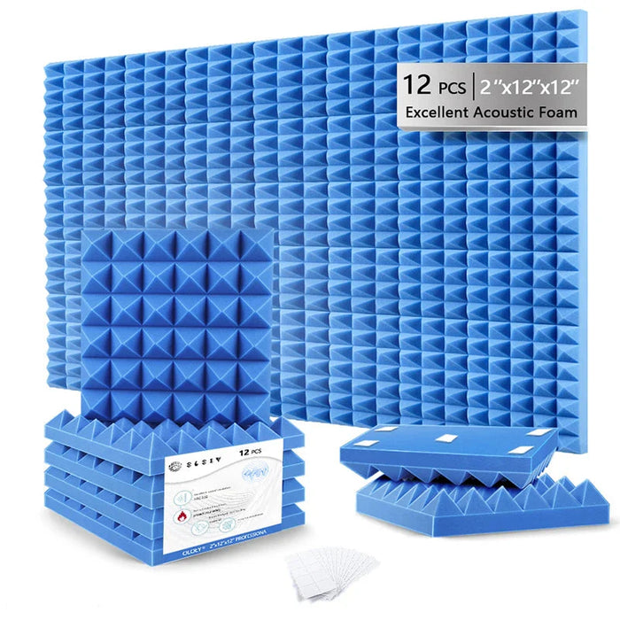 12 Pieces Acoustic Sound Proof Foam Panels For Wall Decor Door Ceiling Isolation