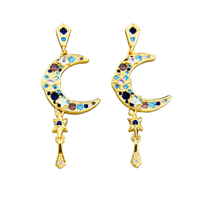 925 Sterling Silver Bohemian Moon Earrings For Women