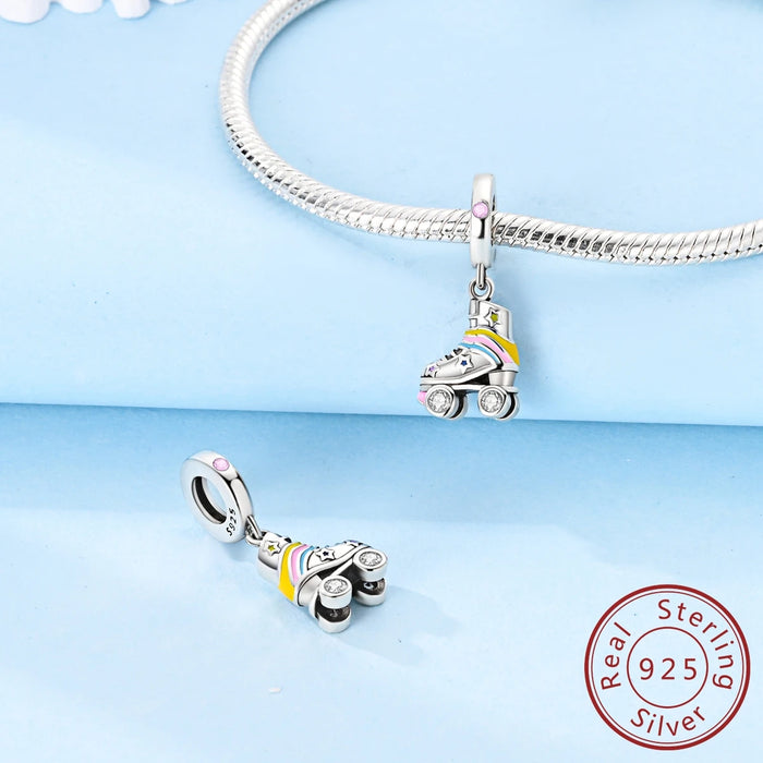 925 Sterling Silver Colourful Pulley Pendant Charms Beads For Women Bracelet