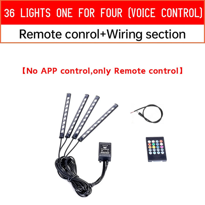 12V Led Motorcycle Atmosphere Foot Light Remote Control Waterproof
