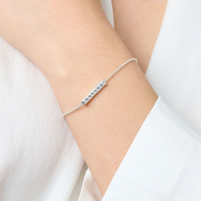 925 Sterling Silver White Zircon Link Chain Bracelet European Women Jewelry