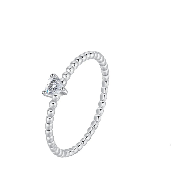 925 Sterling Silver Heart Moissanite Engagement Ring